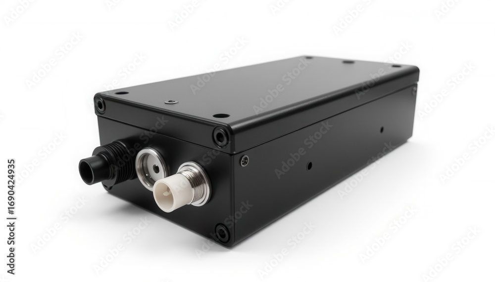 Fototapeta premium Black electronic device with ports for connectivity and control