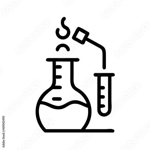 Chemistry laboratory equipment with flask and test tube for science  