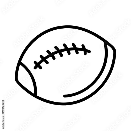 Football icon in simple line art style on white background  