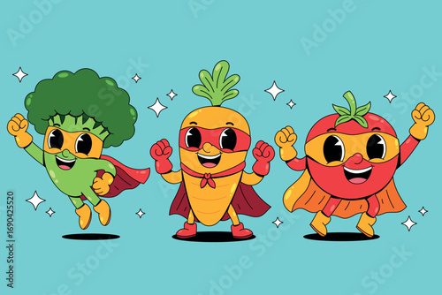 Superhero Vegetable Illustration