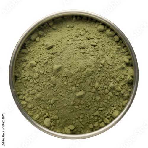 Bowl of Green Neem Powder Isolated on Transparent Background