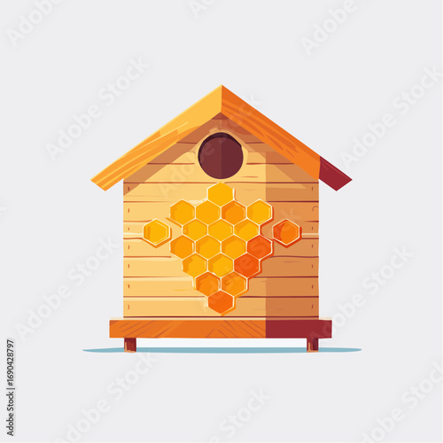 Illustration plate stylisée de ruche d’abeilles