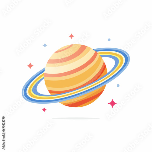 Illustration plate stylisée d’astre saturne