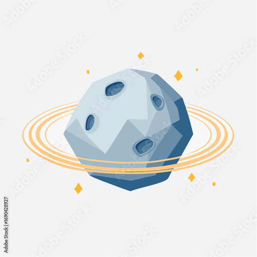 Illustration stylisée de météorite en orbite