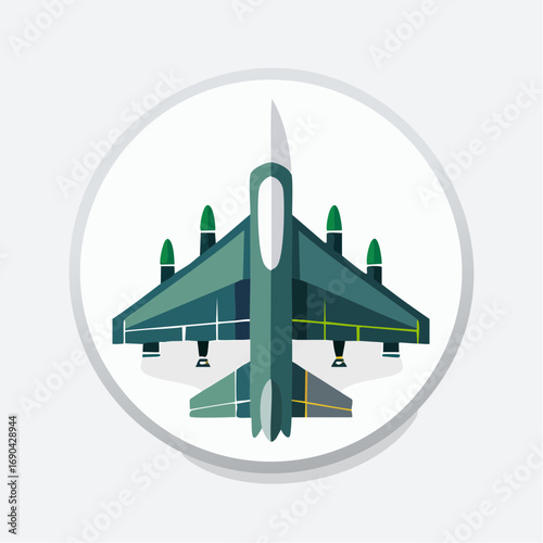 Icône vectorielle minimaliste d’avion de chasse