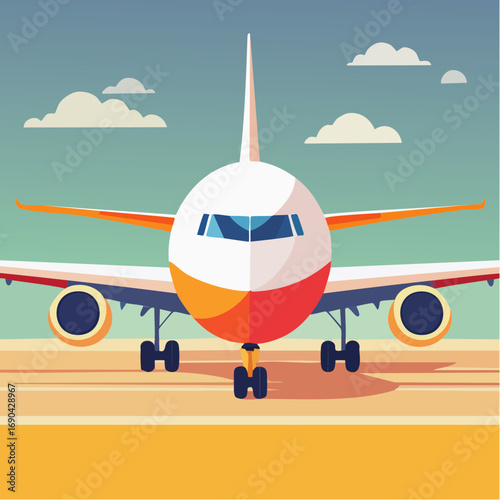 Icône vectorielle minimaliste d’avion de ligne