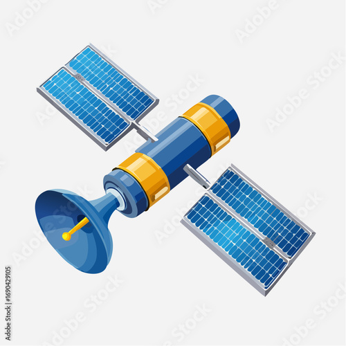 Icône vectorielle isométrique de satellite en orbite