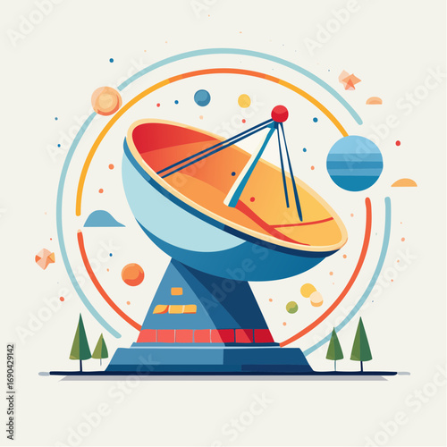 Icône vectorielle minimaliste d’antenne parabolique