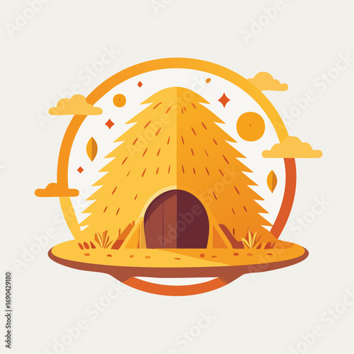 Illustration plate stylisée de récolte agricole