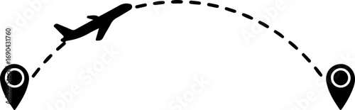 airplane, icon, illustration, vector, flight, path, design
