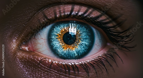 Bionic Human Eye with Digital Circuitry Overlay