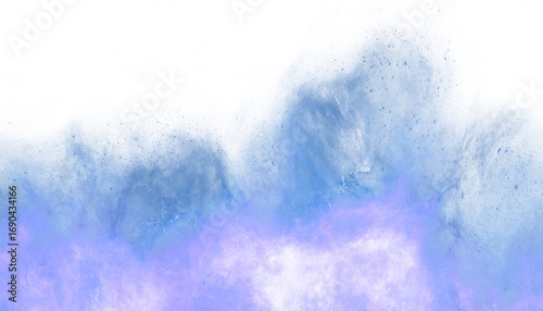 Clouds and smoke on transparent, diffused and turbulent blue tones, objects, graphics created with a tablet, to serve as design elements or backgrounds.