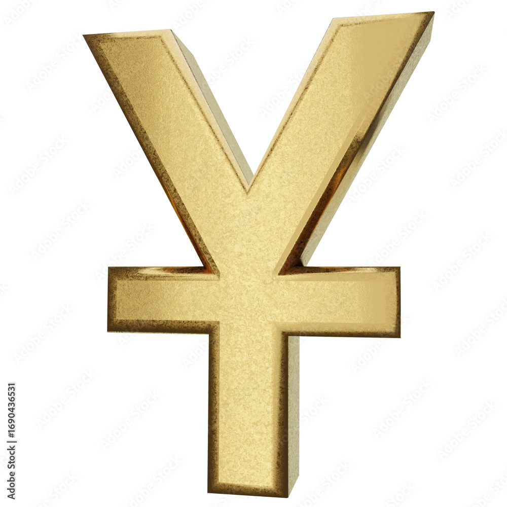 Fototapeta premium Golden Chinese Yuan Sign 3D render 