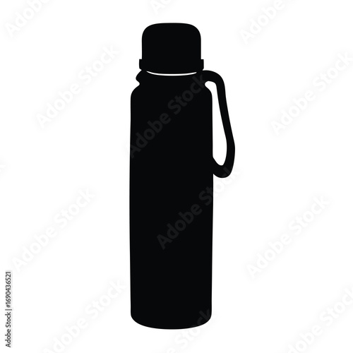 Silhouette vector of a sleek water bottle with carabiner clip for microstock sites