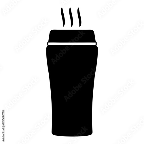 Steaming coffee cup silhouette vector design for micro stock sites seo optimized
