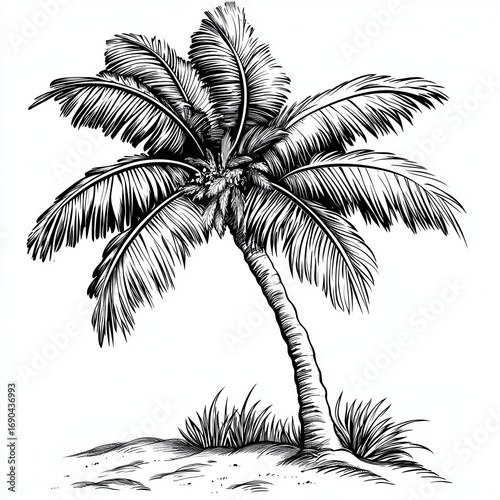 Pencil drawing of a palm tree