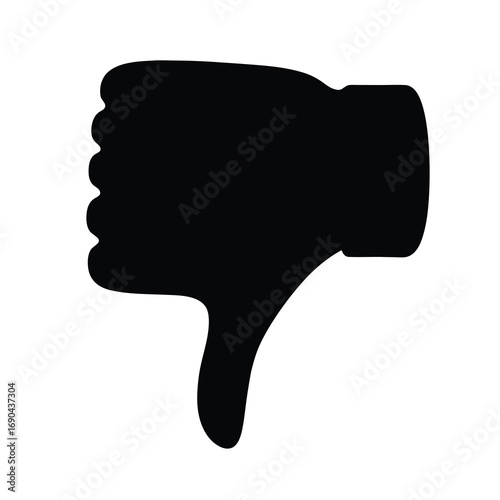 Thumbs down silhouette vector icon simple hand gesture negative feedback disapproval symbol