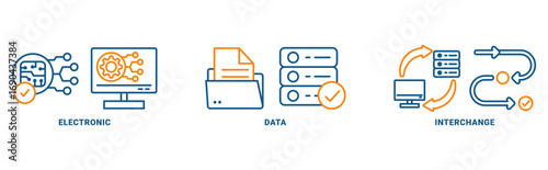 EDI icon set vector concept with icon of electronic, data, interchange 