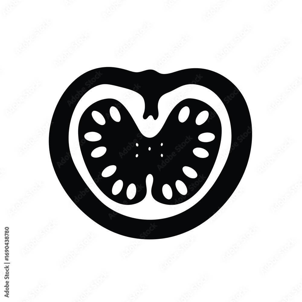 Obraz premium Silhouette vector tomato slice icon simple minimalist food graphic design