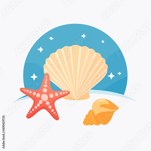 Seashell and Starfish Illustration