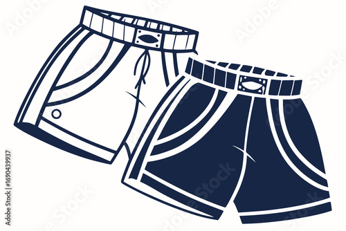 Vector icon of a pair of boxing shorts, flat clean style, solid one color, white background