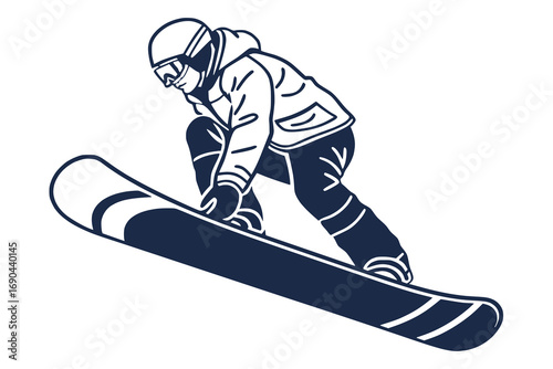 Vector icon of a snowboarding board, flat solid color design, white background