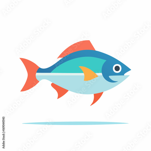 Minimal fish illustration with simple fins, conveying aquatic nature and clarity.