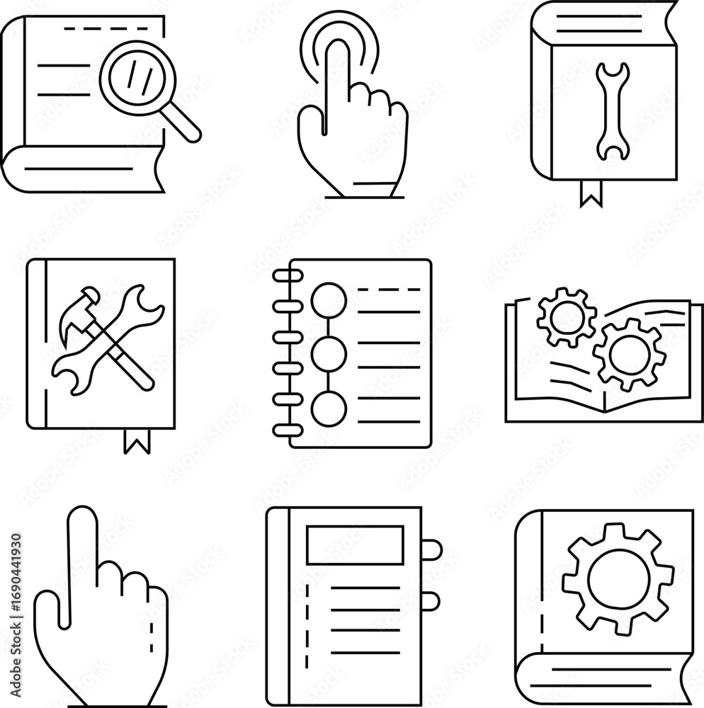 Fototapeta premium Vector Pack of Engineering Icons — including a clean, modern submitting icon. Perfect for technical projects, presentations, and industrial design. Scalable, editable