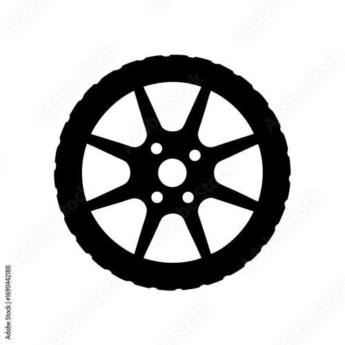 Car wheel silhouette vector graphic for automotive design and transportation concepts
