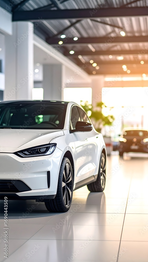 Fototapeta premium Modern electric car showroom