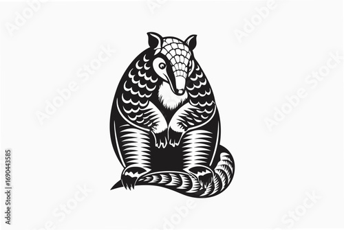 Armadillo Sitting Isolated on a White Background