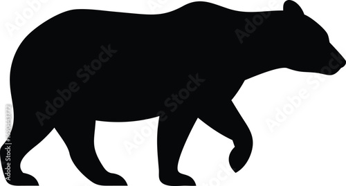 Bear Silhouette Walking On White Background Animal Art