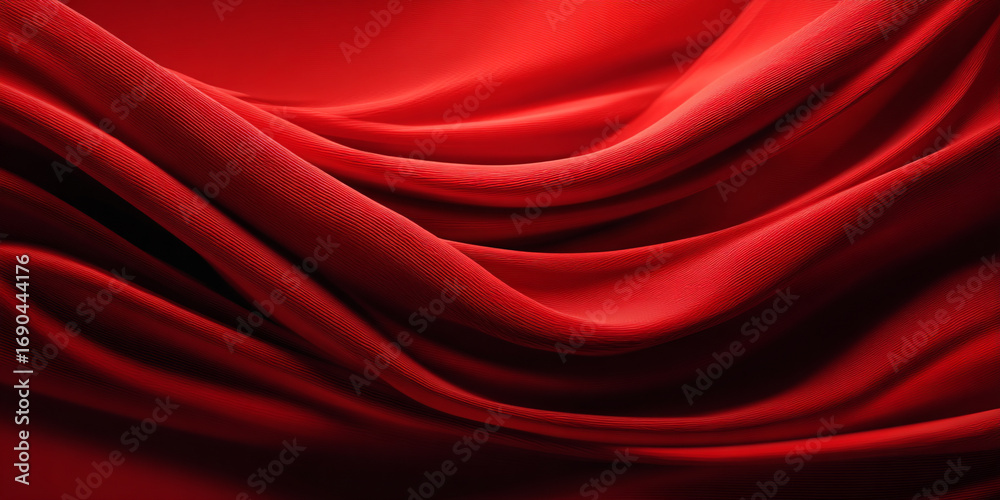 Obraz premium Deep red fabric with soft folds and subtle texture, creating a luxurious and elegant appearance.