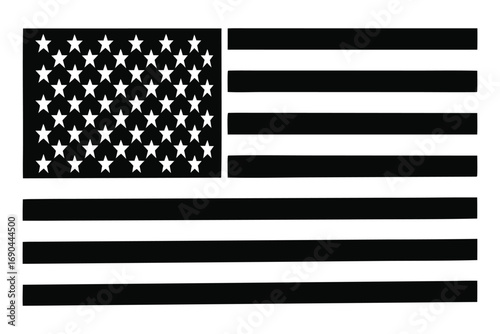 Minimal American Flag Vector in Black and White
