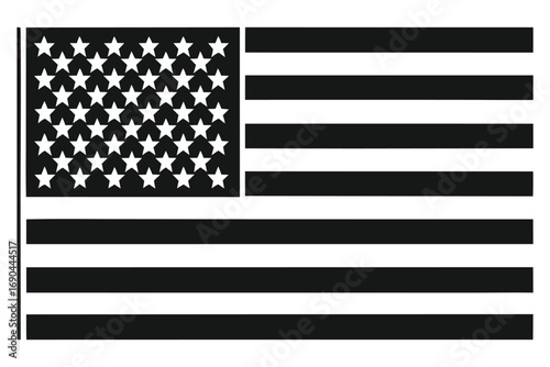 Minimal American Flag Vector in Black and White
