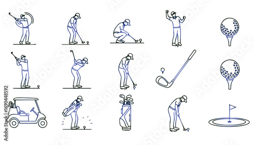 Golf Swing:  A Series of Elegant Line Art Illustrations