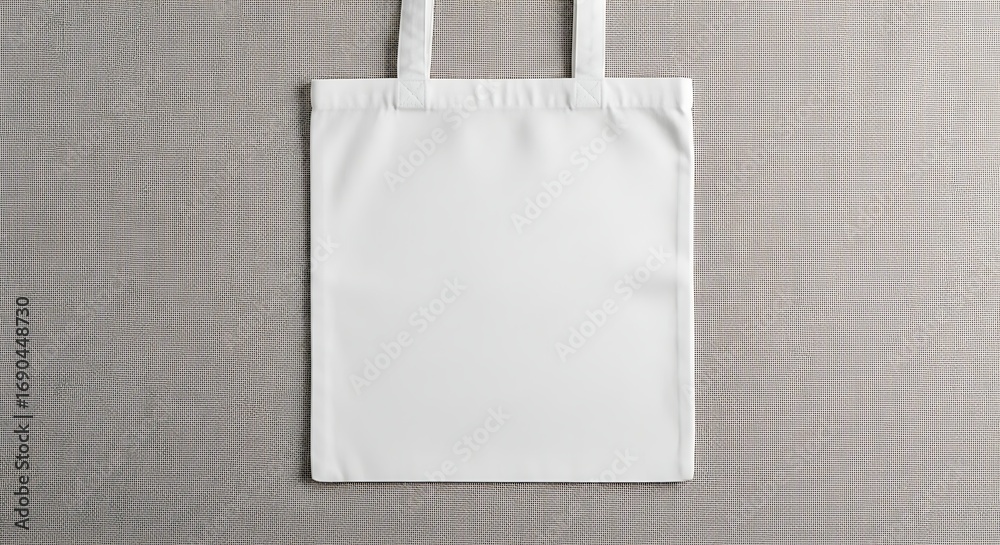 Fototapeta premium White canvas tote bag mockup on gray background