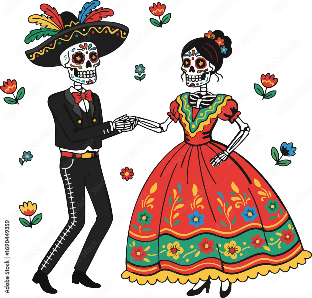 Obraz premium Dancing skeletons for dia de muertos