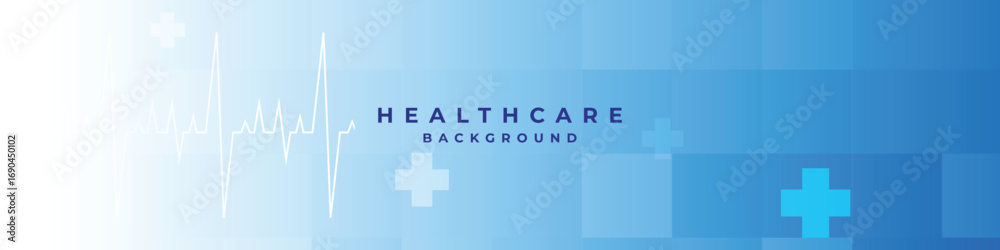 Obraz premium Abstract blue medical background with icons and symbols