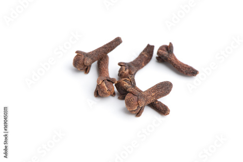 Dry spice cloves isolated on white background.