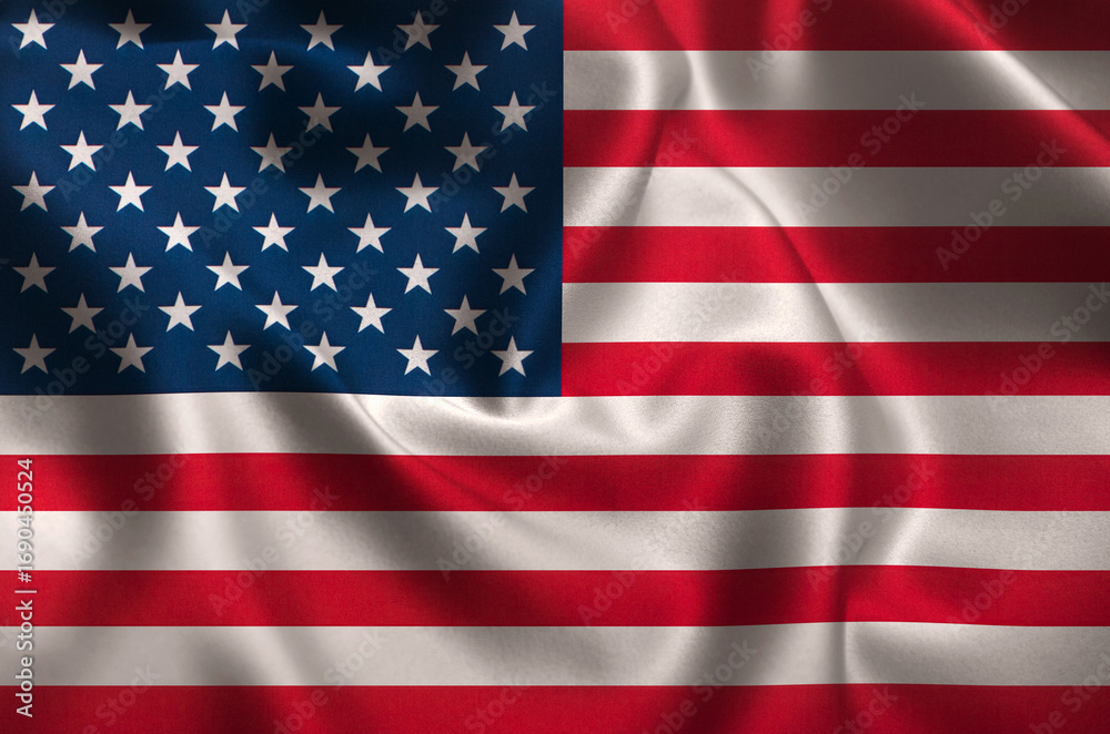 Obraz premium USA flag, US waving flag, American natiolal flag