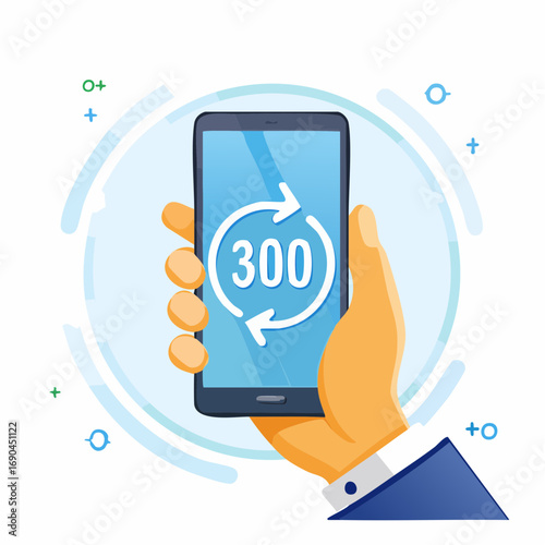 Hand Holding Smartphone With 360 Degree Rotation Icon