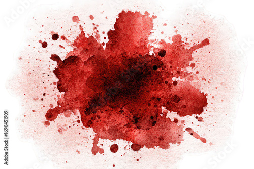 Abstract Red Blood Splatter on White Background