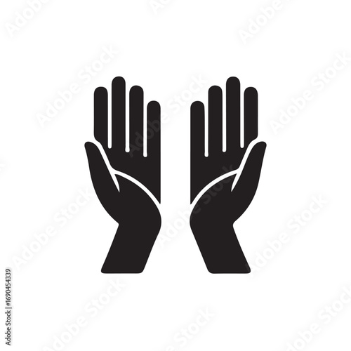 Praying Hands Icon for Religious Symbolism.A simple, black and white icon of two hands raised in prayer.