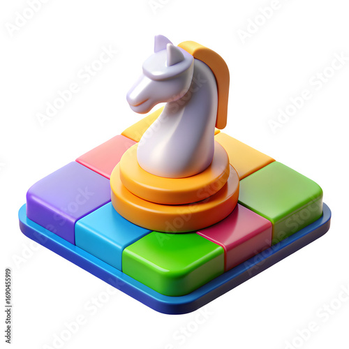 Vibrant 3D Business Strategy Chess Icon