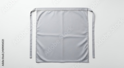 Gray Apron Mockup Flat Lay on White Background for Restaurant or Chef Use