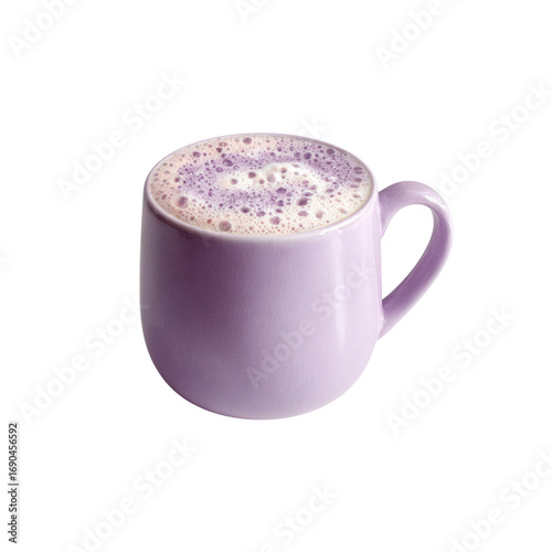 Lavender Latte in a Purple Mug - Warm Cozy Drink
