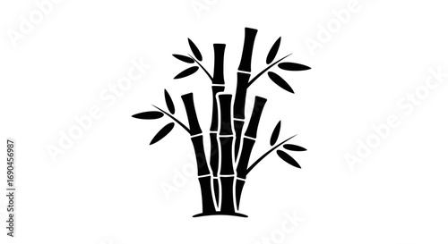 Black glyph icon of Decorative bamboo plant, isolated on white background