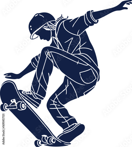 Abstract Skateboard Player Silhouette Vector
