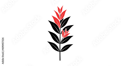 Vector icon of Syzygium oleina (Pucuk Merah plant) with red and black leaves